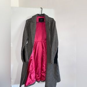 TORRID black and white peacoat, silk hot pink inner lining. Size 1